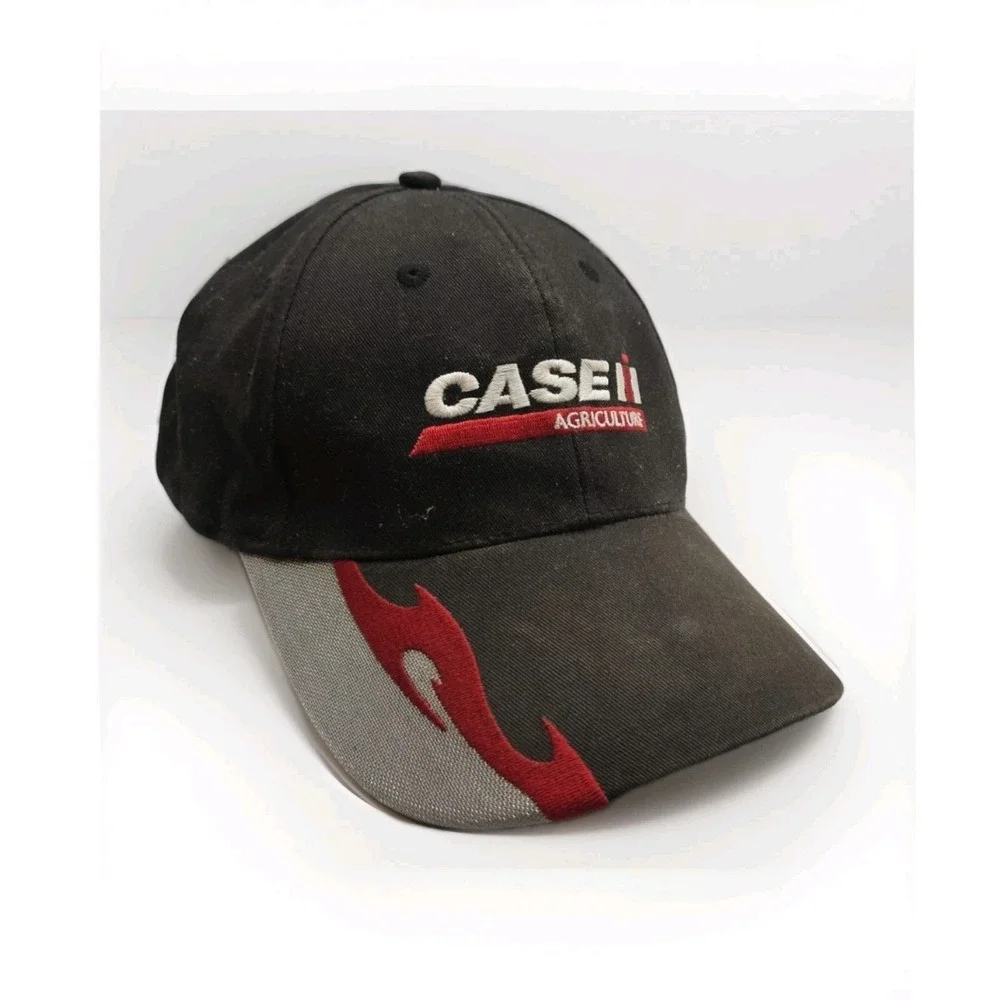 Case IH Agriculture Trucker Hat Black Gray Flame Logo Adjustable Farm Cap